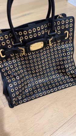 Michael Kors, black and gold Hamilton satchel with gold  grommets BRAND  NEW