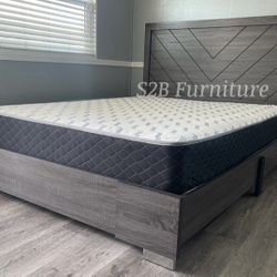 King Grey Alpine Platform Bed With Ortho Mattress Included 
