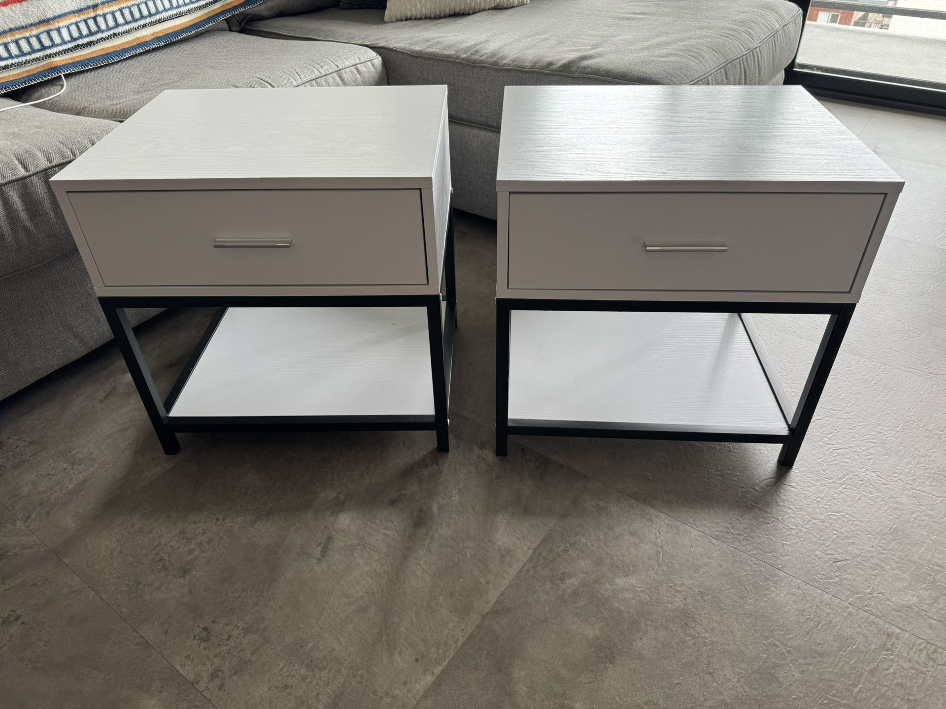 Black And White Nightstands With Drawers - Set Of 2 - $45 Each