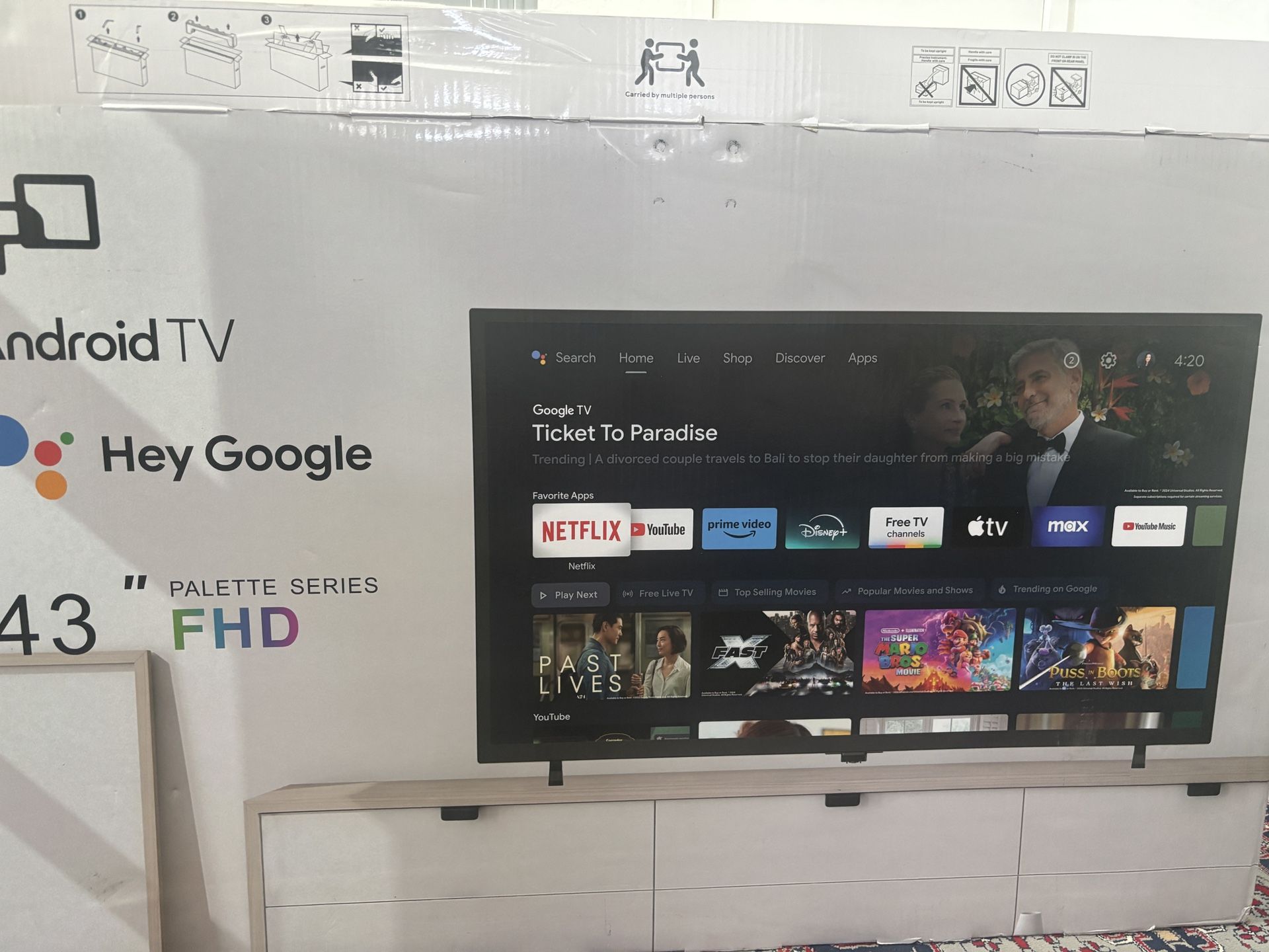 FPD 43 Inch Smart TV Android TV Full HD 1080p LED TV Frame Flat Screen Television With Google Cast S