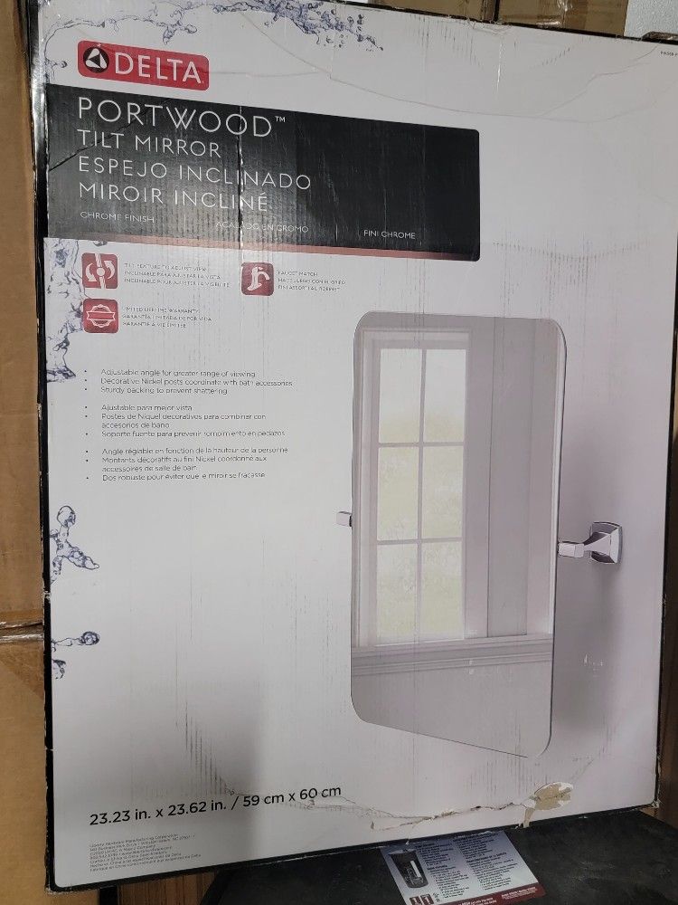 DELTA Portwood Frameless Square Bathroom Tilt mirror