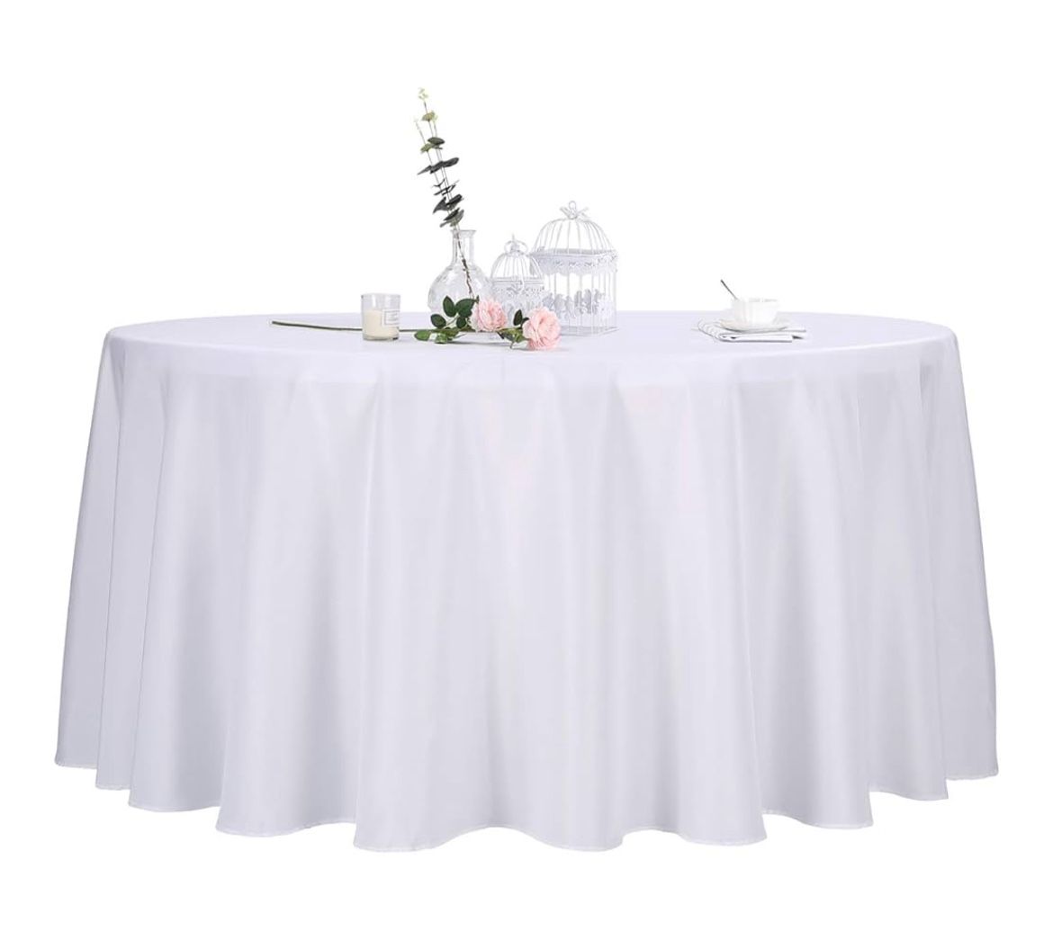 2 Banquet round tablecloths, white, 132"