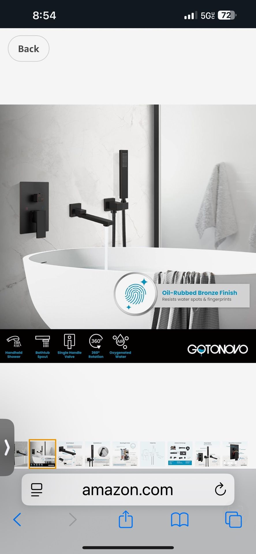 gotonovo Wall Mounted Bathtub Faucet Sprayer,Set,Single Handle In Valve Included Swivel Tub C15