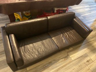 IKEA Dark Brown Leather 3-Seater Sofa – Perfect for Kid’s or Teen Room