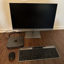 Apple Mac Mini With 24” Hp Monitor with Logitech Wireless Keyboard And Mouse