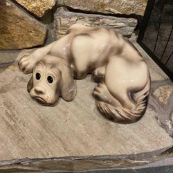 sandicast Laying yellow Labrador Dog sculpture