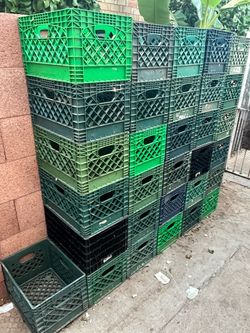 Lot of Plastic Milk Crates Vintage Storage Boxes