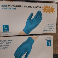 Blue Vynyl/ Nitrile Gloves Sz L