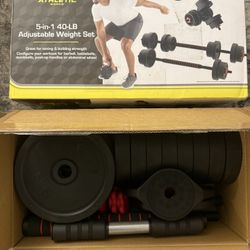 Athletic Works 40LB 5 in 1 Adjustable Dumbbell Set (Read Description)