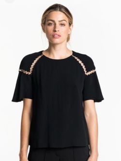 Never worn A.L.C. Black Ring Detail Flutter Sleeve Top Size 4