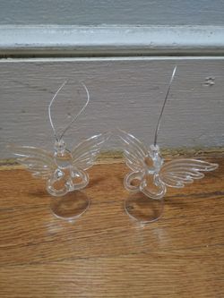 2 Glass Angel Praying Ornaments