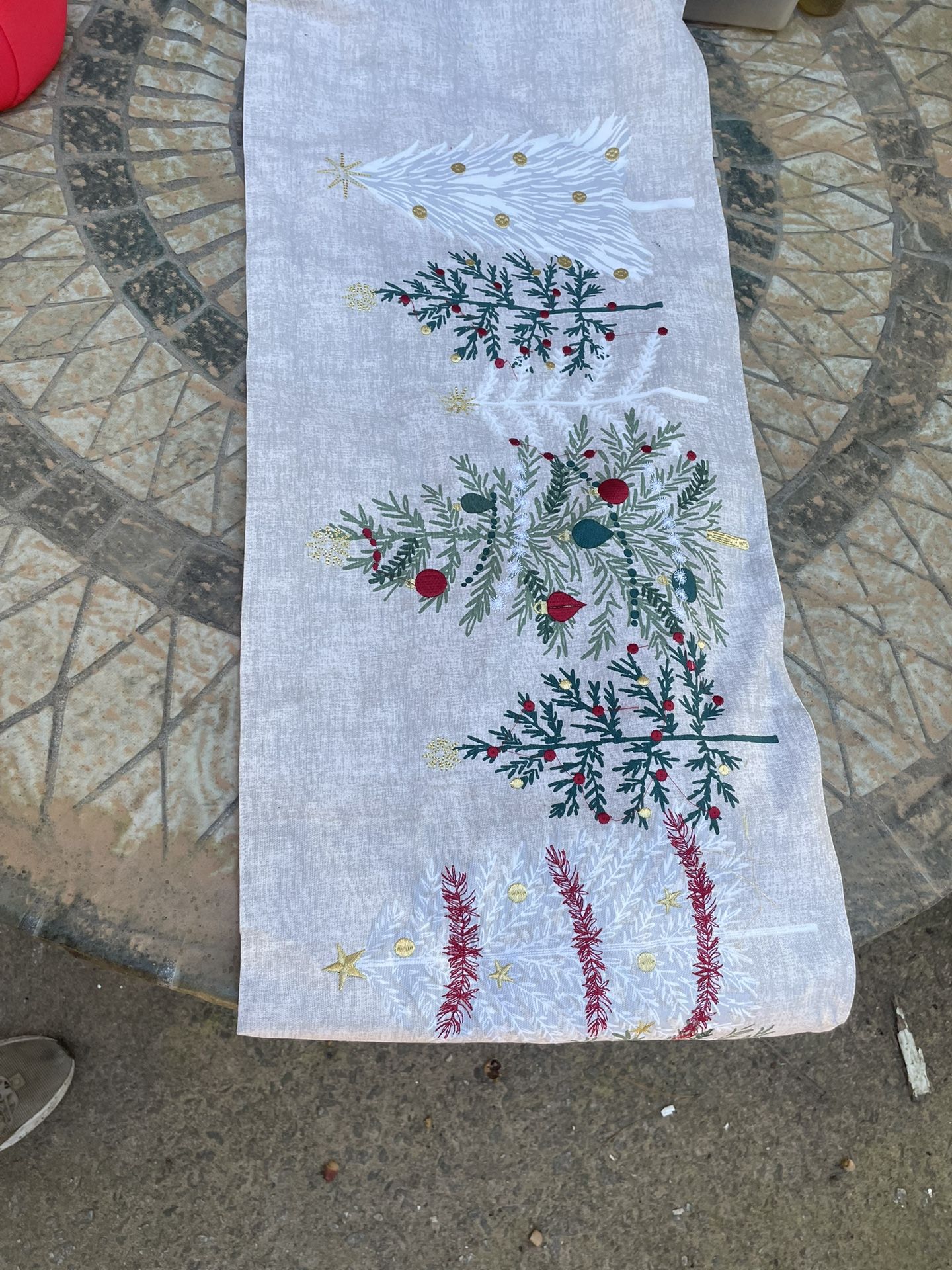 Embroidered Christmas Tree Table Runner