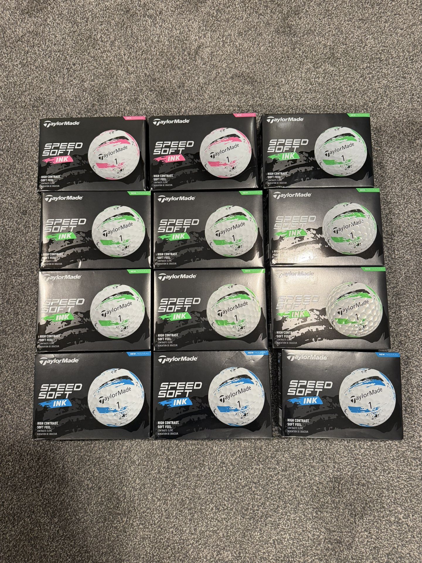 12 dozen Taylormade speedsoft ink balls 