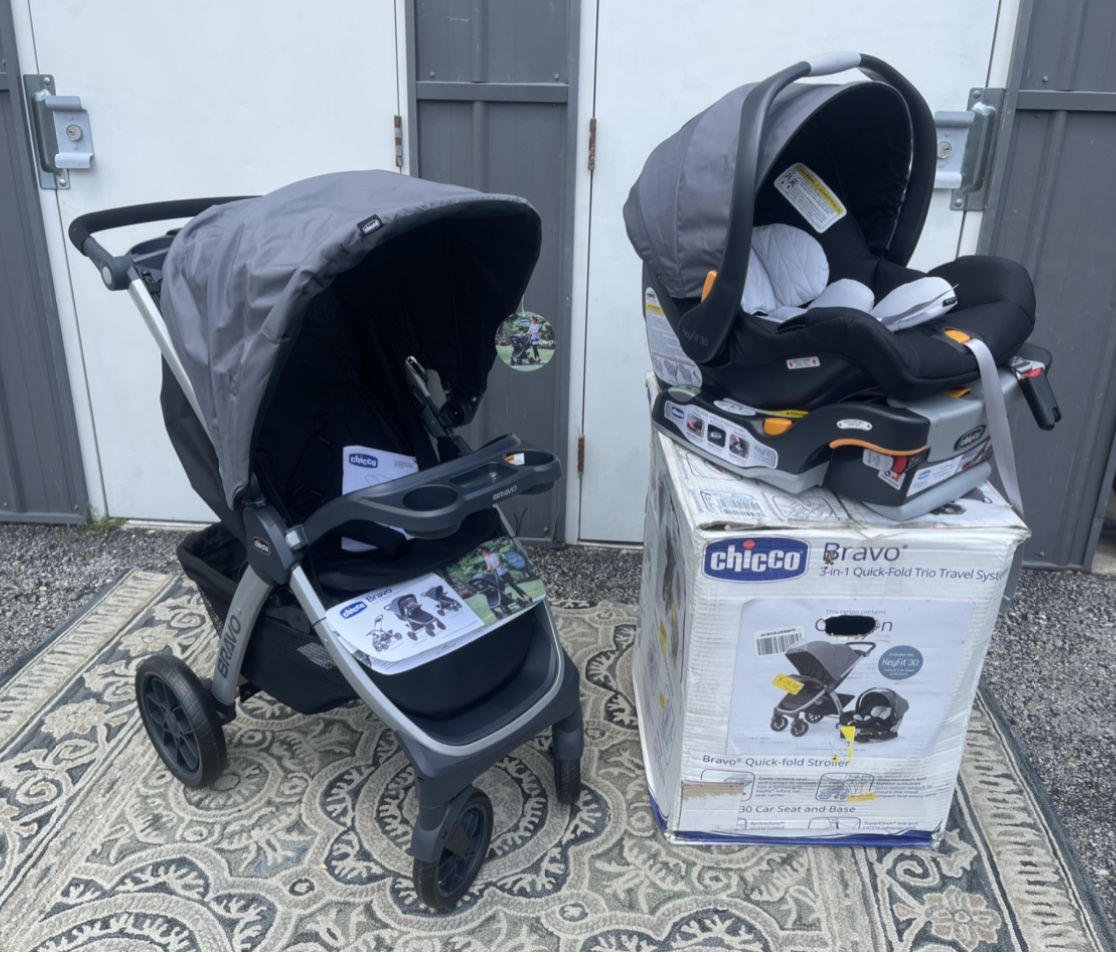 New Chicco Bravo Travel System Stroller And Infant Car Seat 