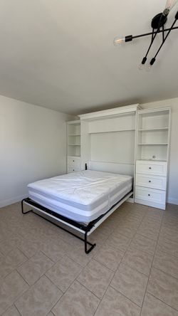 Queen Murphy Bed with Mattress & Storage