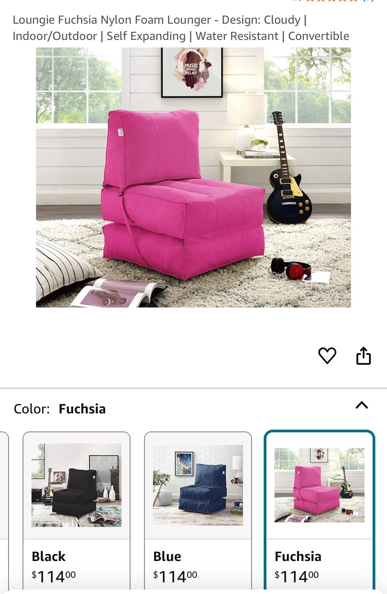 Loungie. Resty Memory Foam Lounge Chair ( Pink)