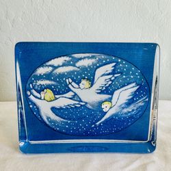 ittala Finland Angels "Swinging In The Sky" Glass Paperweight Signed Helja Liukko-Sundstrom