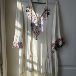 Embroidered Shirt Dress