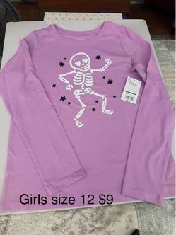 Girls Skeleton Long Sleeve Shirt Size 12