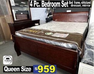 4Pc. Queen size Bedroom Set, furniture, recamaras