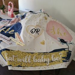 New Baby Reveal Boy Or Girl Set Decorations  Banner Party 