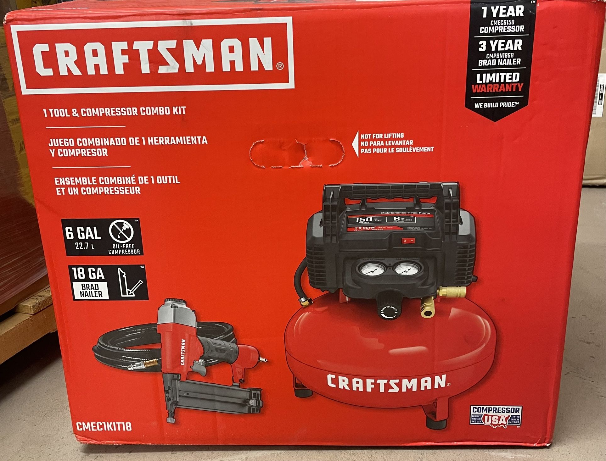 CRAFTSMAN 6-Gallons Portable 150 Psi Pancake Air Compressor with 