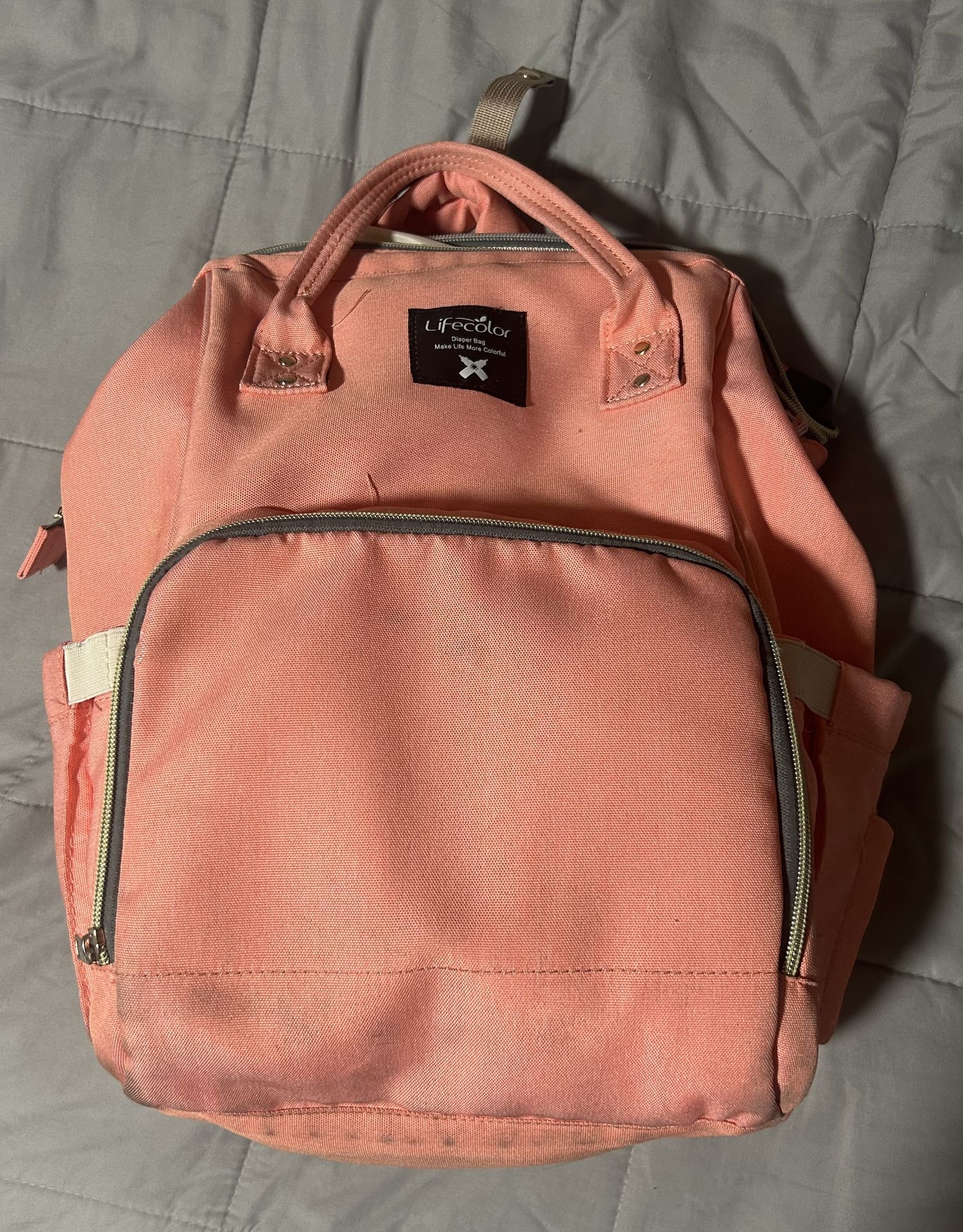 LifeColor Diaper Bag Backpack - Coral Pink
