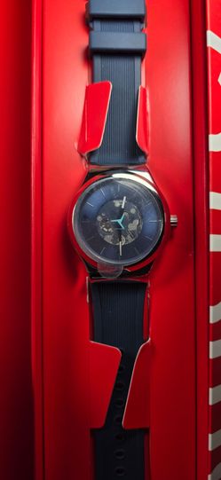 Swatch YIS430 Blurang Automatic Skeleton Dial 42mm Silver Case Blue Silicone,Box
