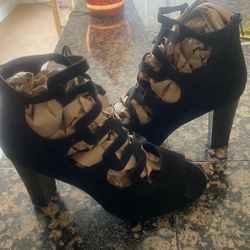 Torrid Black Strappy Cage Heels