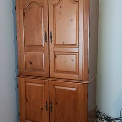Solid Pine Home/Office  Computer Armoire & File Cabinet