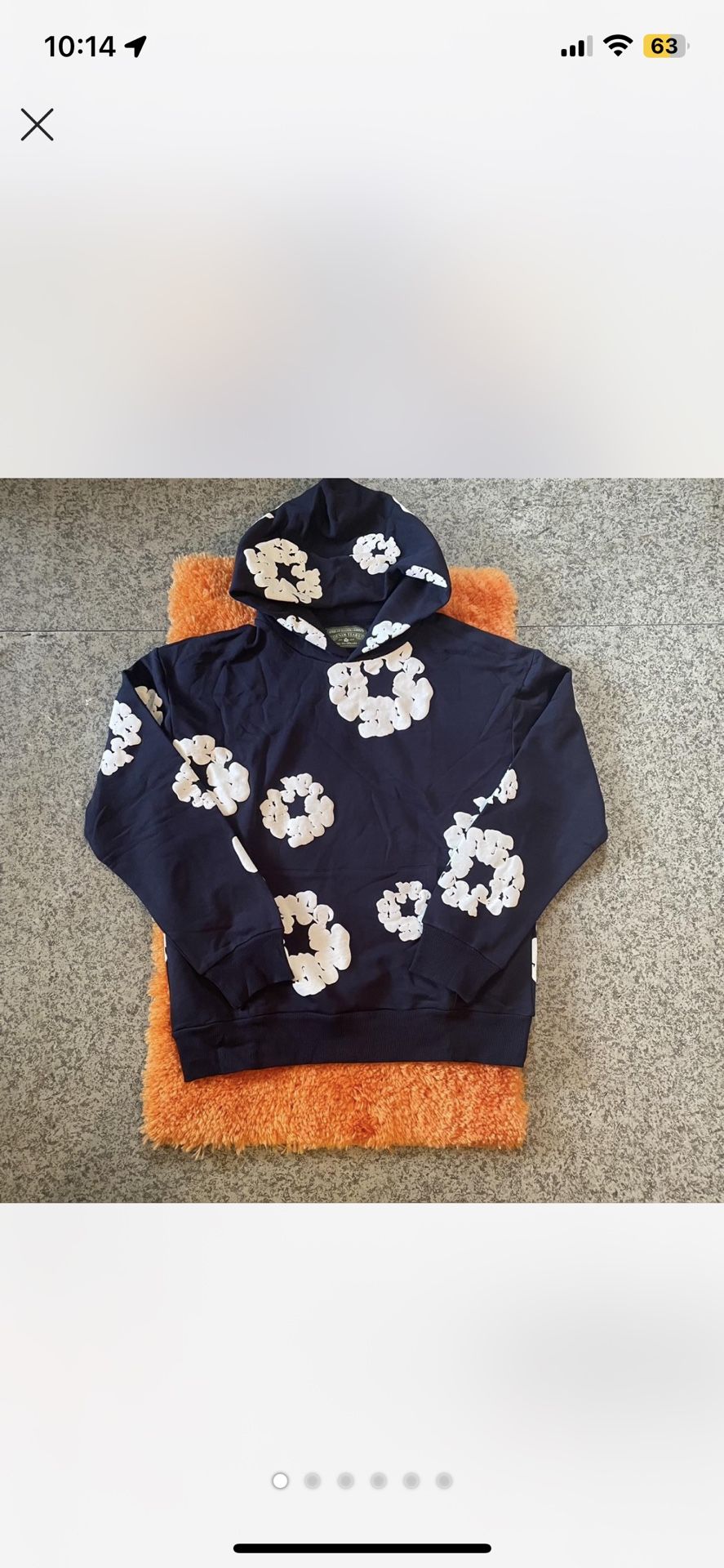 Men Navy Blue Denim Tears Hoodie Size Small