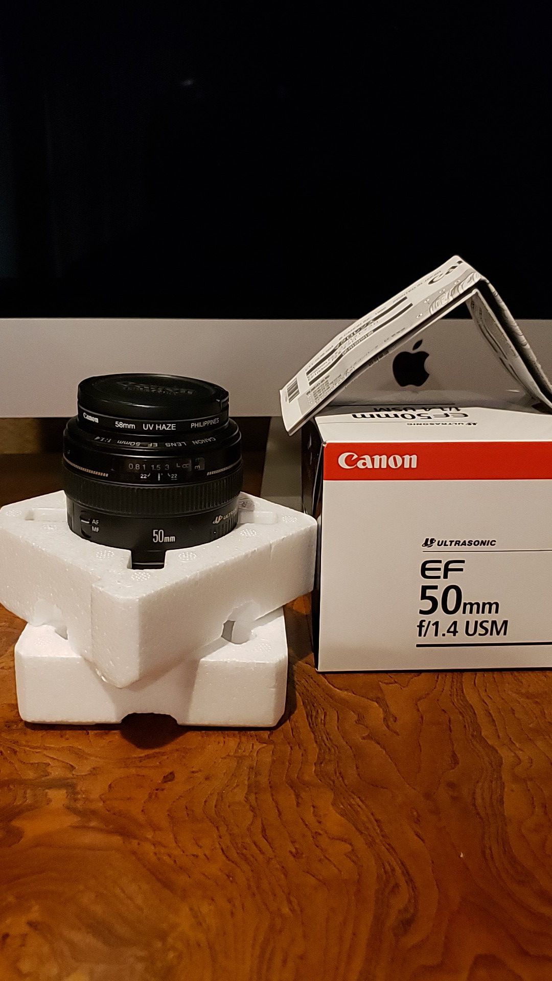 Canon ef 50mm 1.4 ultrasonic lens with uv filter