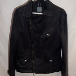 Men’s gorgeous Armani Exchange black jacket coat cotton & polyester EUC >$300