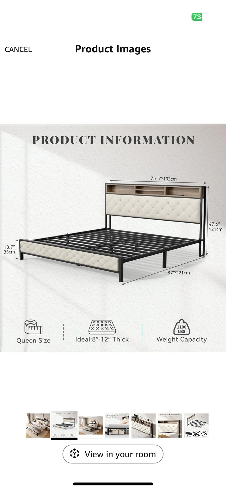 Bed frame with head board
