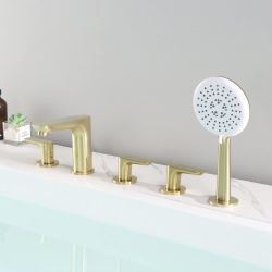 BathTub Faucet With Sprayer 5 Hole 3 Handle