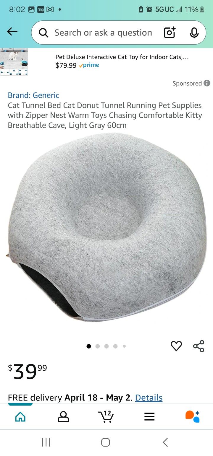 Cat Tunnel Bed Cat Donut Tunnel Running Pet Supplies with Zipper