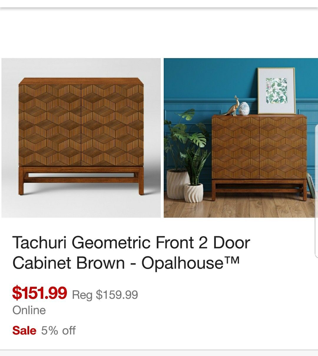 Tachuri Geometric Front 2 Door Cabinet Brown - Opalhouse