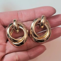 Gold Round Drop Dangle Earrings Gift