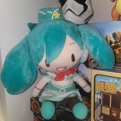 Project Diva Sega Prize Hatsune Miku Tricolore Airline Jumbo Fuwa Fuwa Plush, a little more than 12”inches tall.
