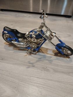 Blue Chopper Motorcycle Die-Cast Model