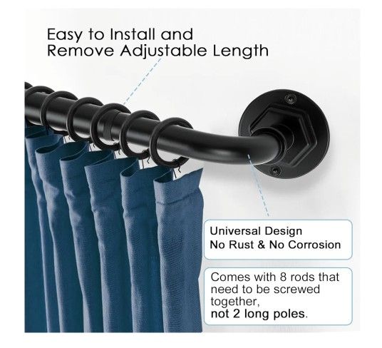 Curtain Rods 16 to 120 Inches Adjustable Nee