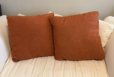 Set of 2 Square Shape 20” X 20” Orange Decorative Pillows