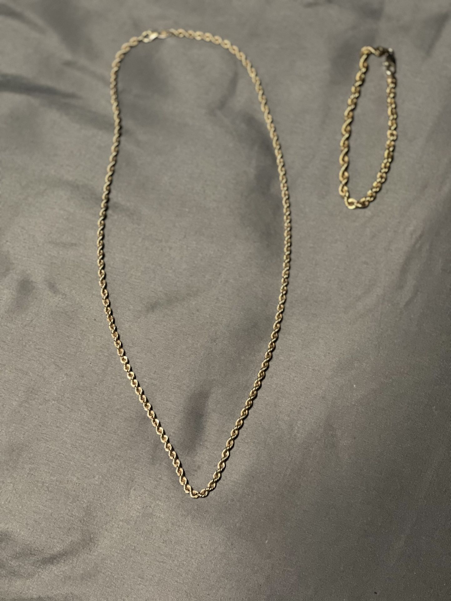 10k Gold Rope Necklace And Bracelet For Sale$350 For Both 