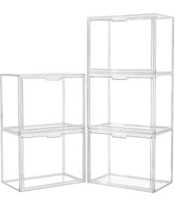 LXLXXL Acrylic Box Display Case, 5-Pack XL Stackable Storage Bins with Lid - B338