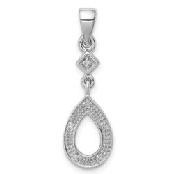 Sterling Silver diamond accented pear shaped pendant