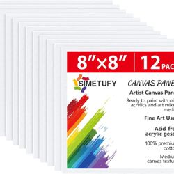 12 Pack 8x8 Inch Painting Canvas Panels