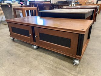Contemporary Dark Finish Media Cabinet on Casters