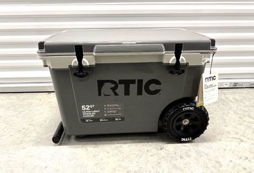 RTIC 52 QT Wheeled Hard-Sided Ice Chest Cooler, Ultra-Light, Fits 76 Cans, Grey