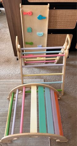 Montessori Pikler Triangle Climbing Set with Slide & Rocker | Excellent Condition