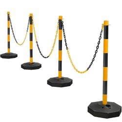 New Traffic Delineator Post Cones with Fillable Base, Adjustable Traffic Safety Barrier PE Plastic Construction Caution Road Stanchions
